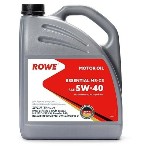 ROWE 20365-453-2A Моторное масло ROWE ESSENTIAL SAE 5W-40 MS-C3 4L 1шт