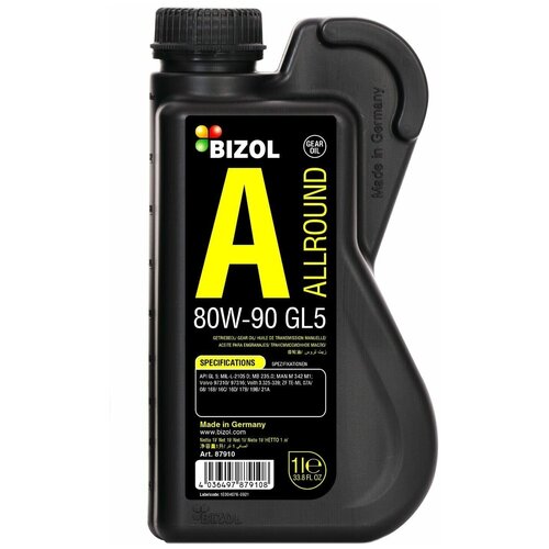 Трансмиссионное масло Bizol Allround Gear Oil GL5 80W-90 минеральное 1 л Сделано в Германии .