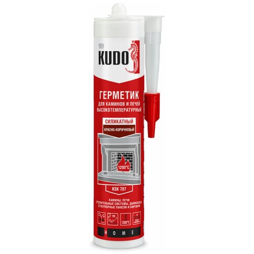 Герметик силикатный высокотемпературный для печей и каминов KUDO KSK 707, 280 мл, красно-коричневый