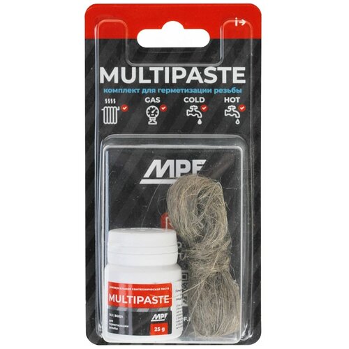 Комплект для герметизации MPF Multipaste, паста уплотнительная 25 г + лен