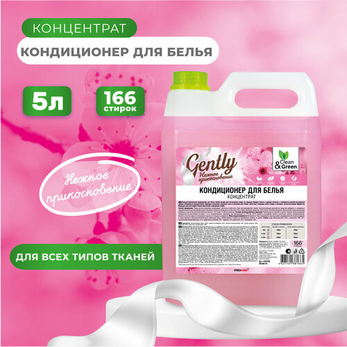 Кондиционер для белья Gently Нежное прикосновение (розовый), 5 л. Clean&Green CG8166