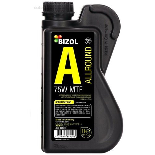 Трансмиссионное масло Bizol Allround Gear Oil MTF 75W синтетическое 1 л Сделано в Германии .