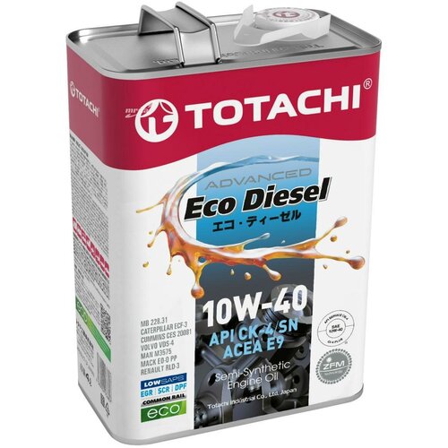 TOTACHI E1304 10W-40 Eco Diesel CK-4/CJ-4/SN 4л (полусинт. мотор. масло)