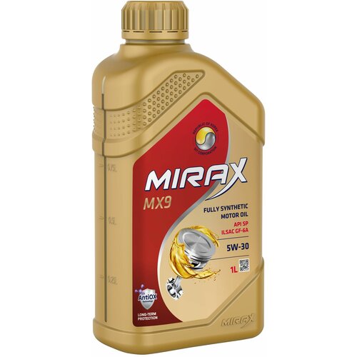 Моторное масло MIRAX MX9 SAE 5W-30, API SP, ILSAC GF-6A Синтетическое 1 л
