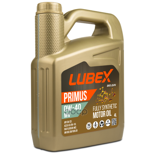 LUBEX Синт. Мот. Масло Primus Mv 0w-40 Cf/Sn A3/B4 (4л) L034-1321-0404