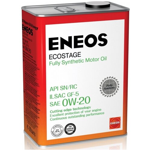 ENEOS Масло Моторное Синтетическое Для Бензиновых Двигателей Ecostage 100 Synt.Sn 0w20 4л