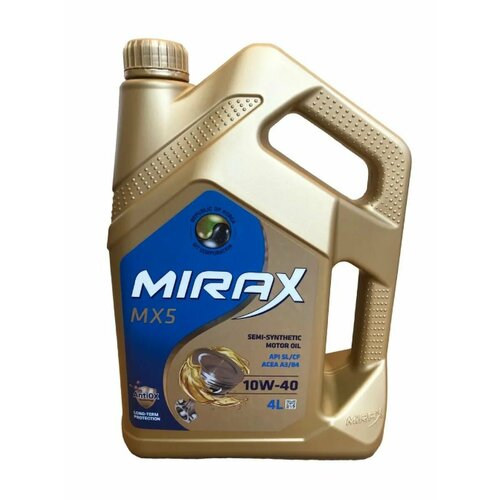 MIRAX Масло Моторное Полусинтетическое Mirax Mx5 Sae 10W-40 Acea A3/B4 Api Sl/Cf 4Л