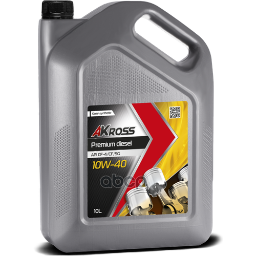 AKross Масло Моторное Полусинтетическое Akross Premium Diesel 10W40 Cf-4/Cf/Sg 10Л