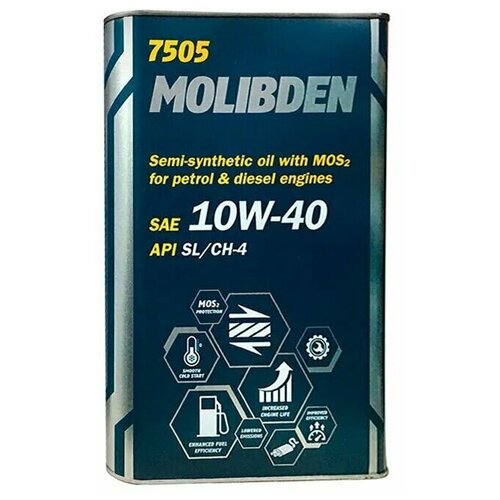 7505 MANNOL MOLIBDEN 10W40 1 л. (Metal) Полусинтетическое моторное масло 10W-40