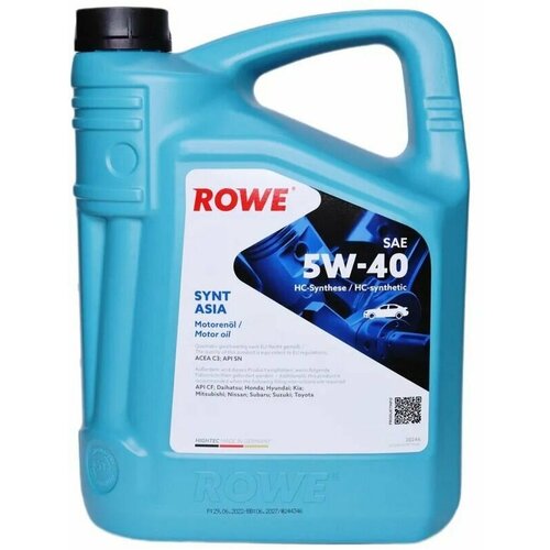 Масло моторное ROWE HIGHTEC SYNT ASIA SAE 5W-40 (5л)