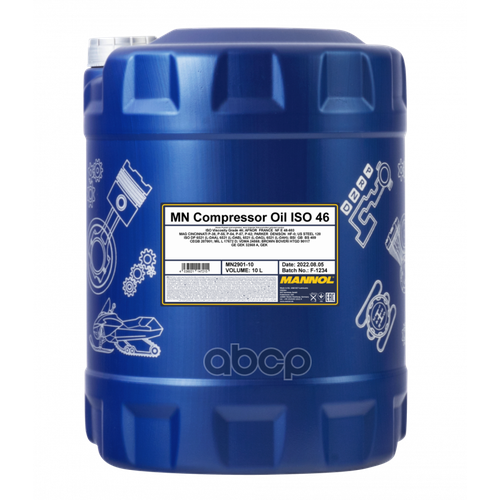 2901-10 Mannol Compressor Oil Iso 46 10 Л Минеральное Масло Для Воздушных Компрессоров MANNOL арт. MN2901-10