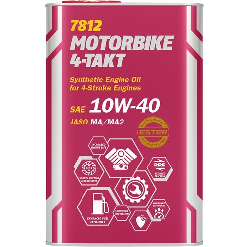7812 MANNOL 4-TAKT MOTORBIKE 10W-40 1 Л. (METAL) синтетическое моторное масло для мотоциклов