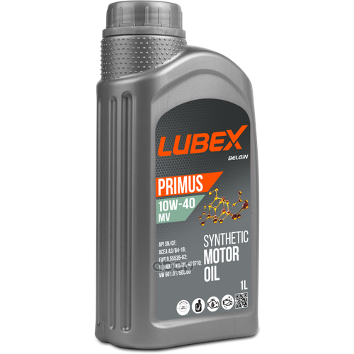 LUBEX L03413221201 LUBEX PRIMUS MV 10W40 (1L)_масло мот! синт\API CF/SN, ACEA A3/B4, MB 229.1/3, RN0700/0710, VW 50101/50500