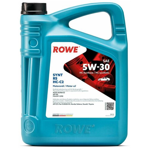 ROWE Моторное Масло Hightec Synt Rs Sae 5w-30 Hc-C2 5l