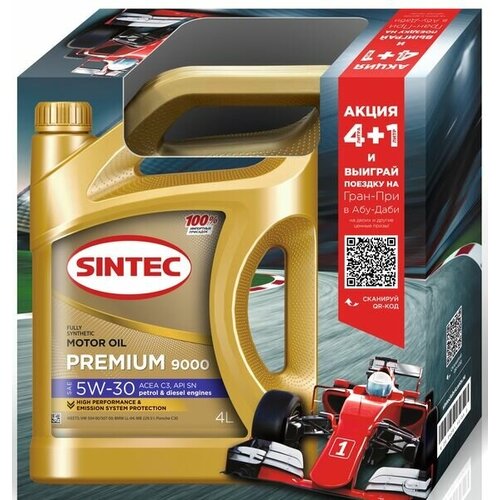Масло моторное Sintec 5W-30 Premium 9000 C3 синтетическое 5л (4+1) BOX 600229