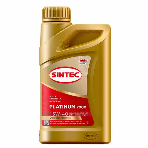 Масло Sintoil Sintec 5W40 платинум 7000 SN/CF синтетическое 1 литр