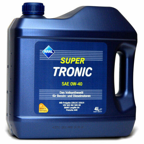 Масло моторное ARAL Super Tronic SM/CF 0W40 синтетика, 4 литра 1017