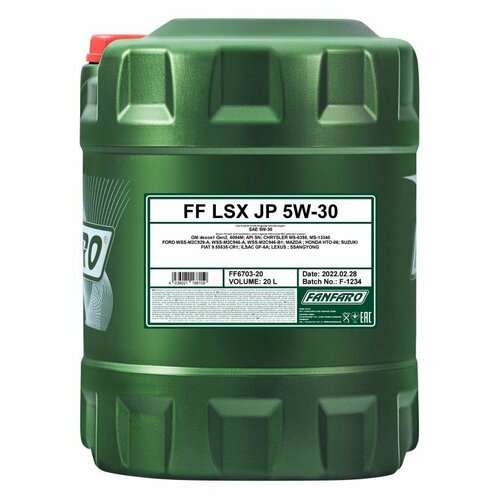 6703 FANFARO LSX JP 5W30 20 л. Синтетическое моторное масло 5W-30
