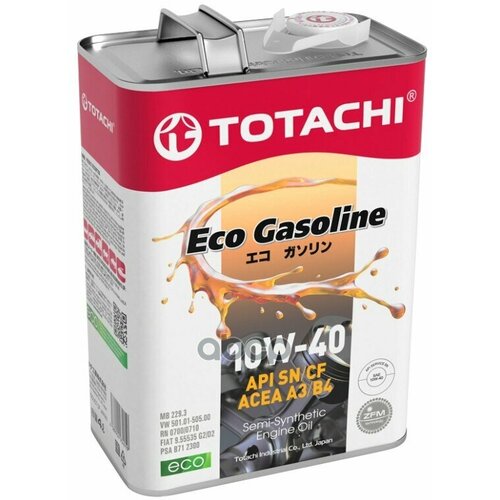 TOTACHI Totachi Eco Gasoline 10W40 (4L)_Масло Моторн! Api Sn/Cf, Acea A3/B4, Mb 226.5/229.3, Rn 0710/0700