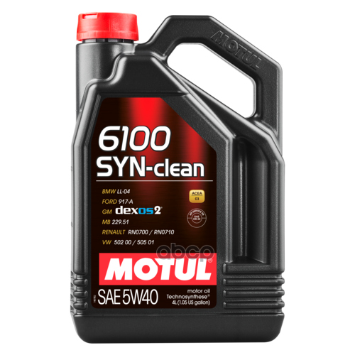 MOTUL Масло Моторное 5W40 Motul 4Л Синтетика 6100 Syn-Clean C3 Шт