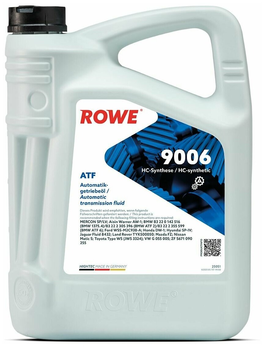 Масло Трансмиссионное Rowe 1Л Нс-Синтетика Hightec Atf 9006 Hyundai Sp-Iv ROWE арт. 25051-0010-99