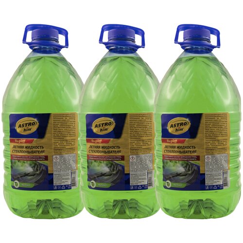 Жидкость стеклоомывателя летняя 5 л ASTROHIM BUGOFF / омывающая жидкость (омывайка летняя), комплект из 3 шт АС-425(3)