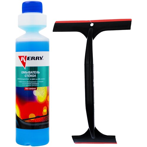 Жидкость стеклоомывателя летняя 270 мл KERRY / омывайка летняя + Водосгон для автомобиля двусторонний NG 25.5х16х9 см. KR-336/729-011