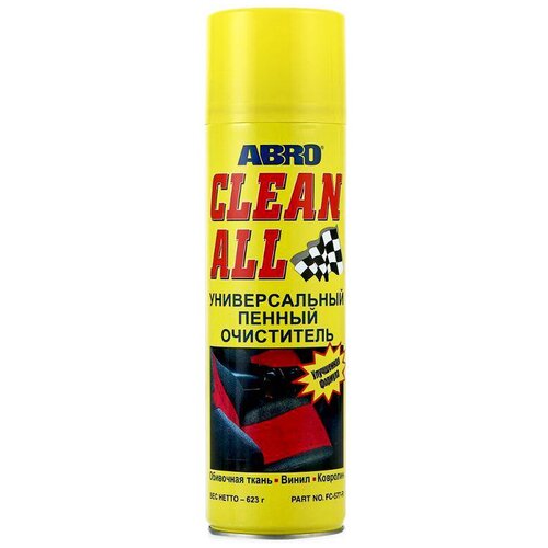 Очиститель салона автомобиля / Универсальный пенный очиститель ABRO CLEAN ALL Made in U.S.A. / Сухая химчистка салона, пятновыводитель 623г FC-577-R