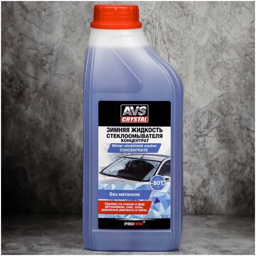 Жидкость стеклоомывателя зимняя 1 л / незамерзайка зимняя AVS AVK-755 -80 (омывайка для авто зимняя / омывающая жидкость), концентрат A40846S