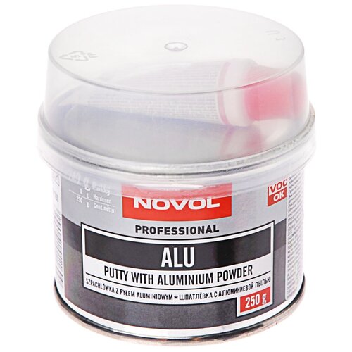 Шпатлевка автомобильная полиэфирная Novol Professional с алюминиевой пылью ALU банка 250 г + отвердитель Betox-50PC туба 8 г 1160