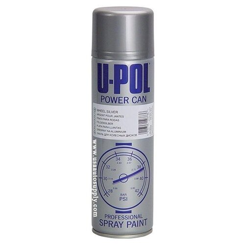 Аэрозольная автоэмаль U-POL Power Can для колесных дисков стальной, металлик, 500 мл