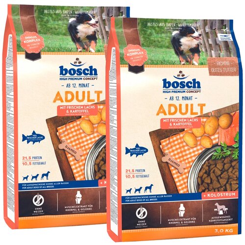 BOSCH ADULT LACHS & KARTOFFEL для взрослых собак всех пород с лососем и картофелем (3 + 3 кг)