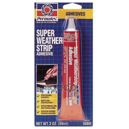 Клей-Супер Для Уплотнителей Стекол И Дверей -54с/+204с 59мл Super Weatherstrip Adhesive Permatex Permatex арт. 80638