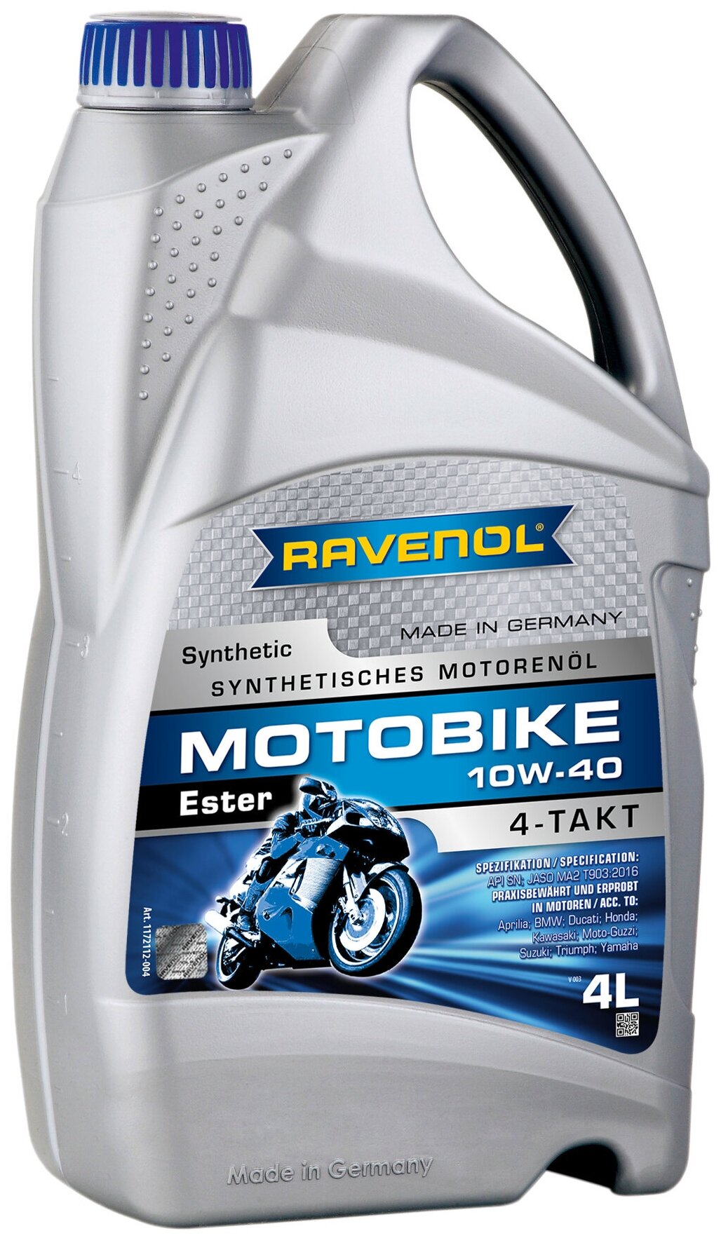 RAVENOL 4014835731196 SAE 10W-40 4L MOTOBIKE 4-T ESTER NEW моторное масло