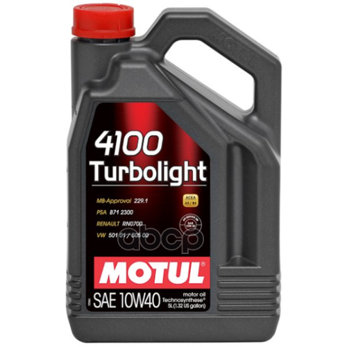 MOTUL Масло Motul 10W40 4100 Turbolight Api Sl/Cf 4Л П/С