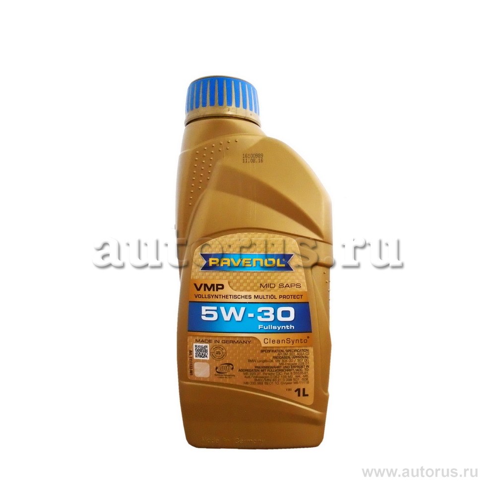 Масло моторное ravenol vmp 5w-30 синтетическое 1 л 4014835723313