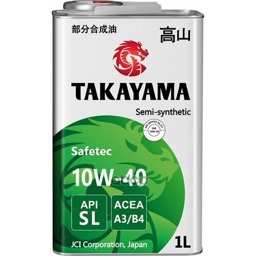 TAKAYAMA Масло Моторное 10W40 Takayama 1Л Полусинтетика Safetec Api Sl Acea A3/B4 Металл