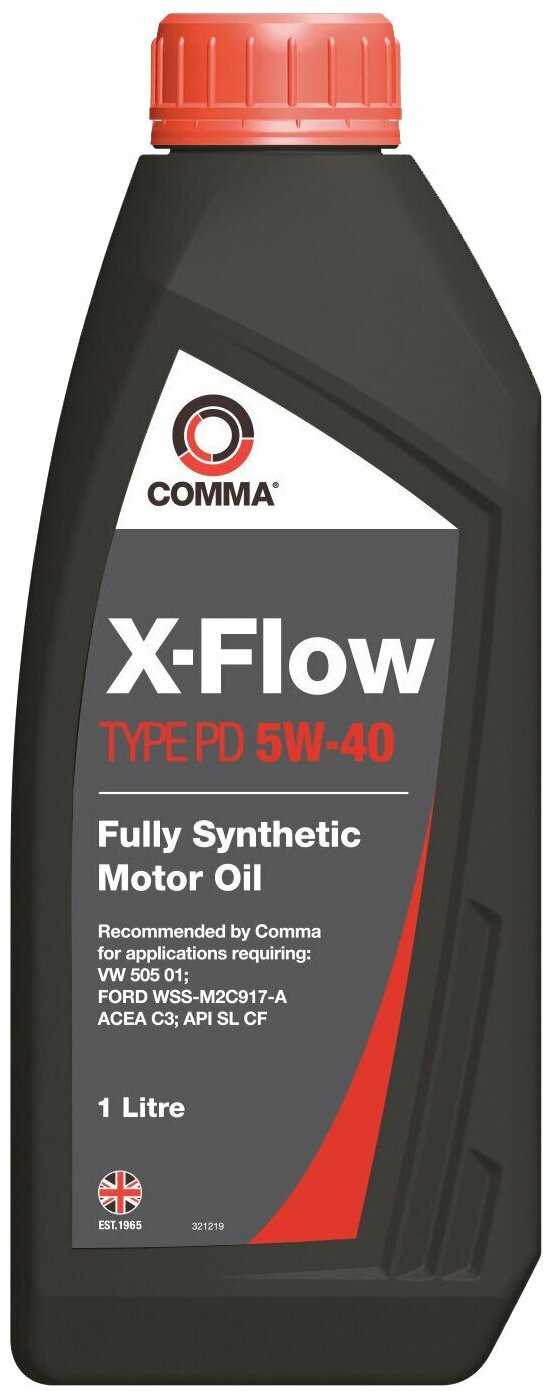 COMMA 5W40 X-FLOW TYPE PD (1L)_масло моторное! синт.\ ACEA C3, API SL/CF, VW 505.01, FORD 917-A COMMA XFPD1L | цена за 1 шт