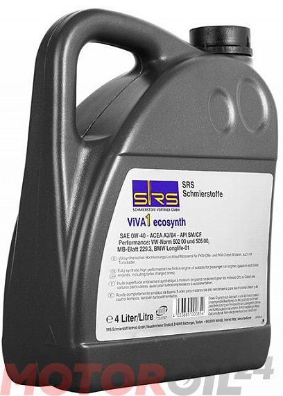 Моторное масло SRS Viva 1 Ecosynth Plus 0W40 4л