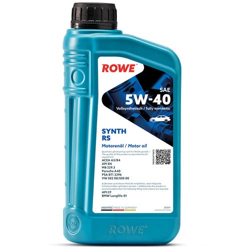 HC-синтетическое моторное масло ROWE Hightec Synt RS SAE 5W-40, 1 л, 1 шт.