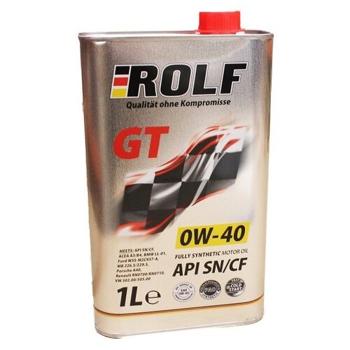 Масло моторное синтетическое ROLF GT SAE 0W-40 API SN/CF 4л (322307)