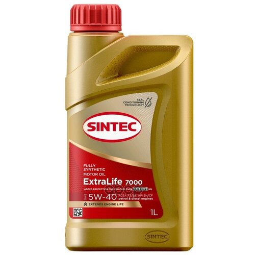 SINTEC Масло Моторное Синтетическое Extralife 7000 5W40 Api Sn/Cf Acea A3/B4 1Л