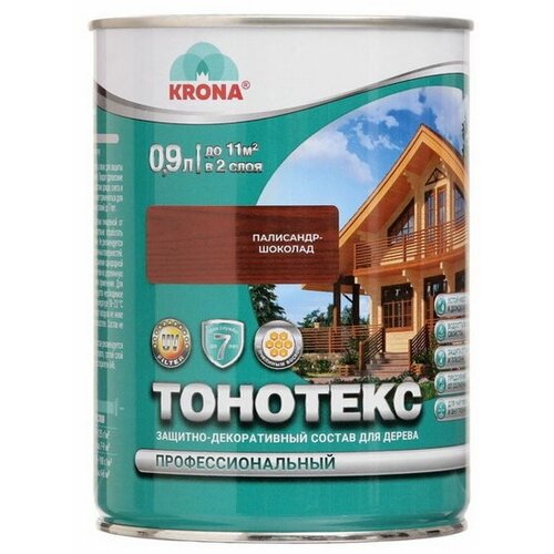 Состав защитно-декоративный Тонотекс "KRONA" палисандр-шоколад 0.9 л