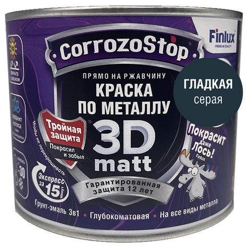 Антикоррозионная термостойкая грунт-эмаль Finlux F-115 Gold Ral-7016 (Темно-серый), 0,25л