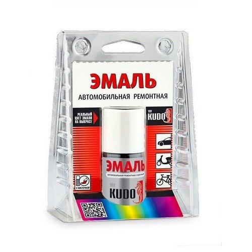 Эмаль ремонтная металлик с кисточкой 15 мл KUDO, Toyota 1F7 Ultra Silver cеребристый KU-72451