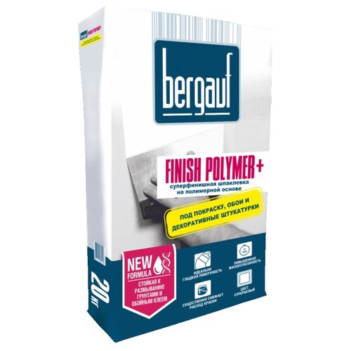 Шпаклевка финишная Bergauf Finish Polymer+, полимерная, для внутренних работ, 5кг