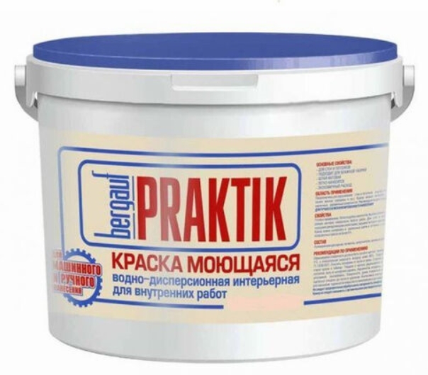 Краска ВД моющаяся Интерьерная для внутренних работ Bergauf Praktik 13 кг *1/33