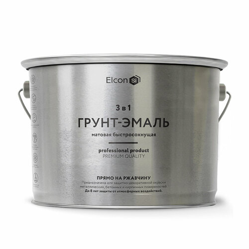 Грунт-эмаль по ржавчине Elcon 3 в 1, матовая, 10 кг, RAL 1015, бежевая