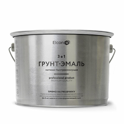Грунт-эмаль по ржавчине Elcon 3 в 1, матовая, 10 кг, RAL 9003, белая