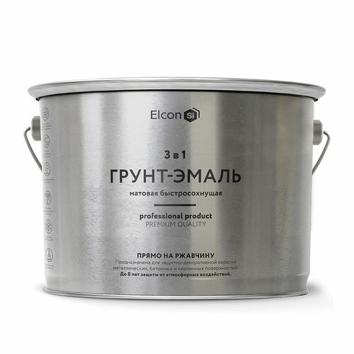 Грунт-эмаль по ржавчине Elcon 3 в 1, матовая, 10 кг, RAL 6002, зеленая